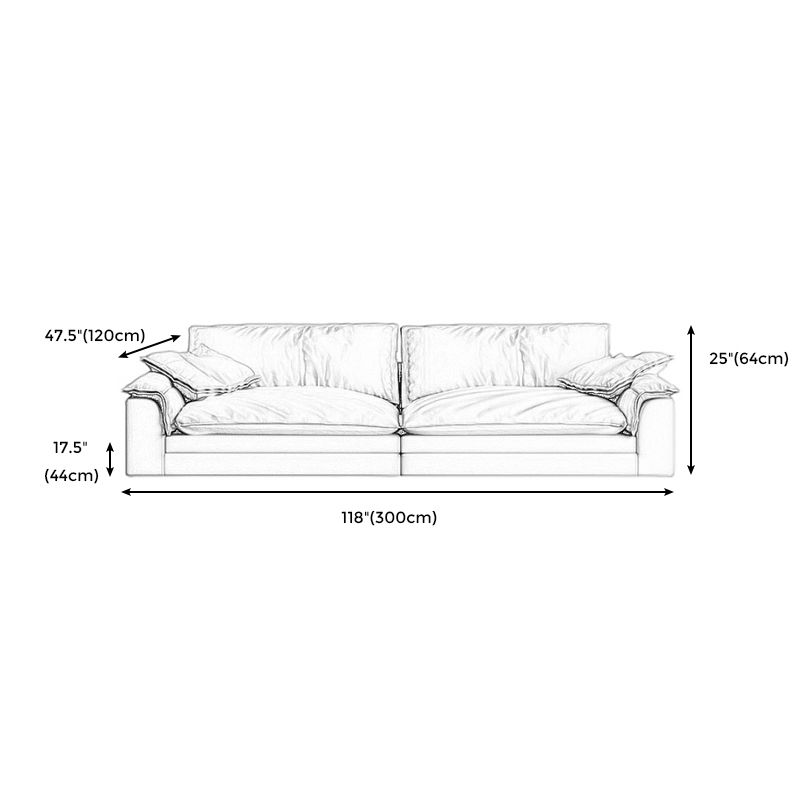 Grey Contemporary Faux Leather Pillow Top Arm Sofa with Loose Back for Living Room