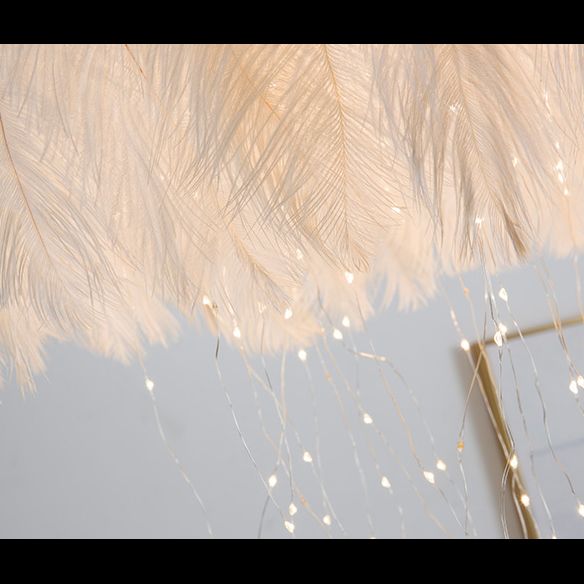 Koepelvormige hanglamp armatuur Noordse stijl veren slaapkamer kroonluchter hanglampje