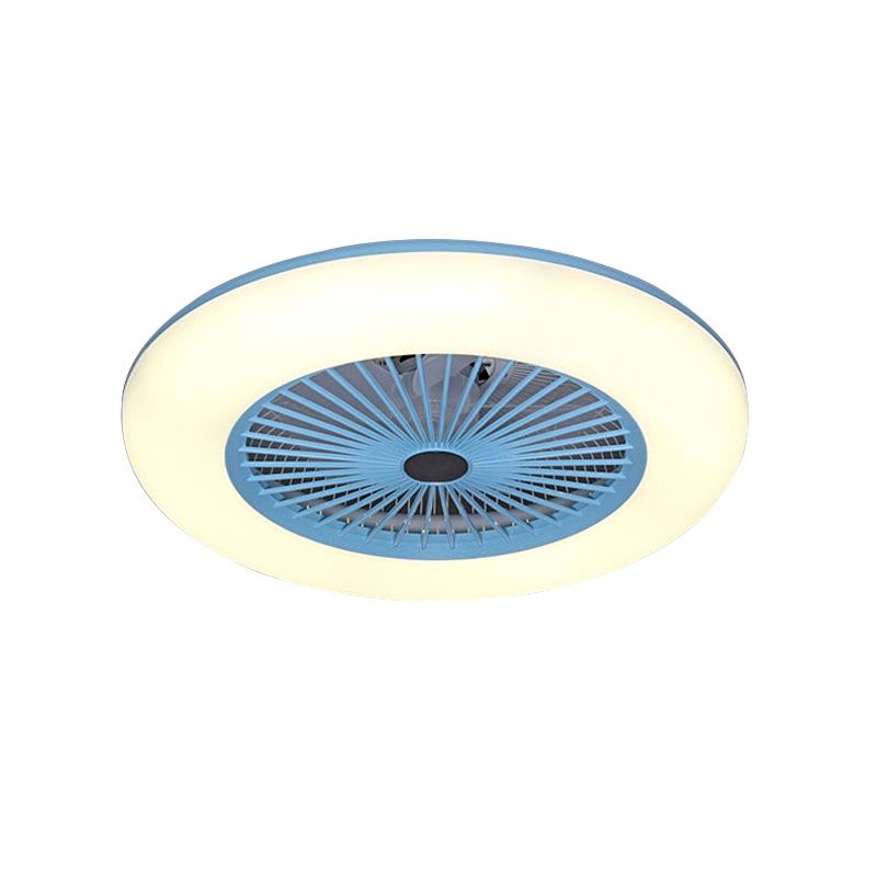 Lampada a monte semifulpa a LED rosa/blu cerchio acrilico moderno 5 lame lampada a ventaglio per camera da letto, largo 21,5 "
