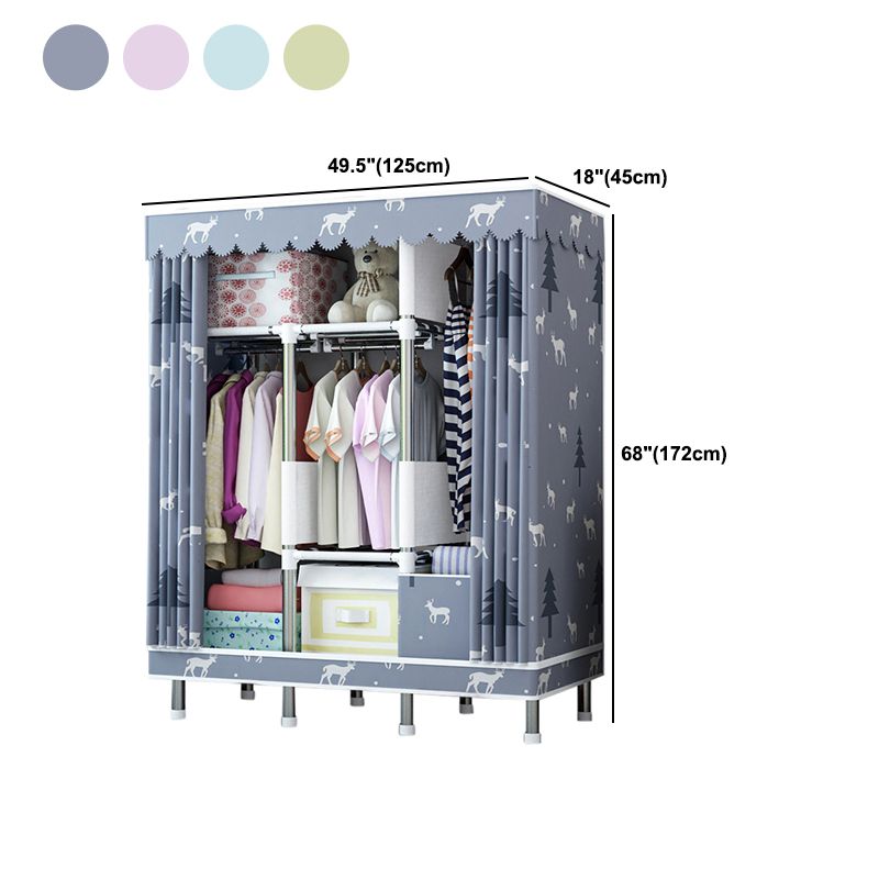 Contemporary Home Wardrobe Armoire Steel Frame Wardrobe with Shelves