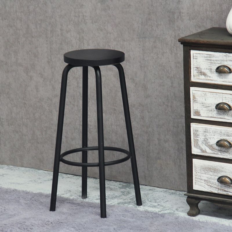 Industrial Metal Counter Height Stools Armless Bar Stool in Black