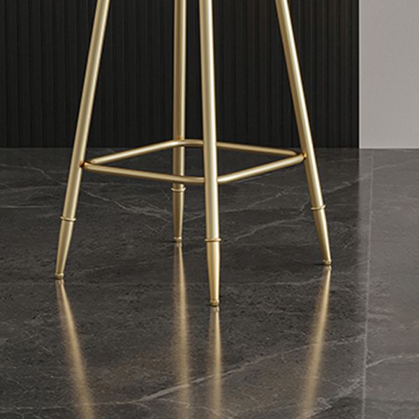 Nordic Armless Backrest Counter Stool Steel Cafe Bar Stool with Velvet Cushion and Pedal