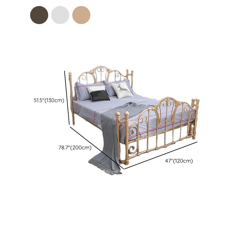 Metal Open-Frame Bed Solid Color Slat Bed with Custom Gold Leg