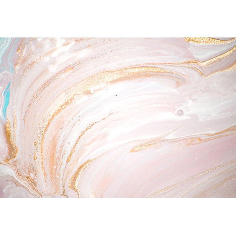 Huge Curls Printed Wall Mural Decal Modern Beautiful Abstract Wall Art in Pink-Gold