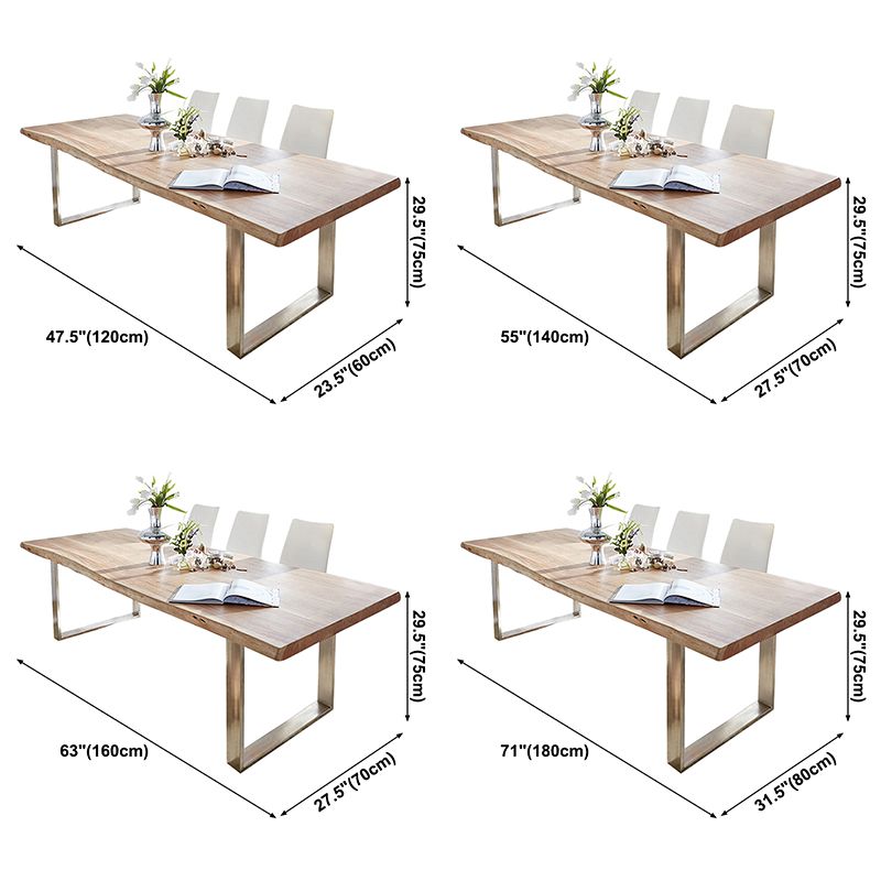 Rechthoek Dubbele voetstuk Glam eettafel houten kleur vaste tafel met massief hout