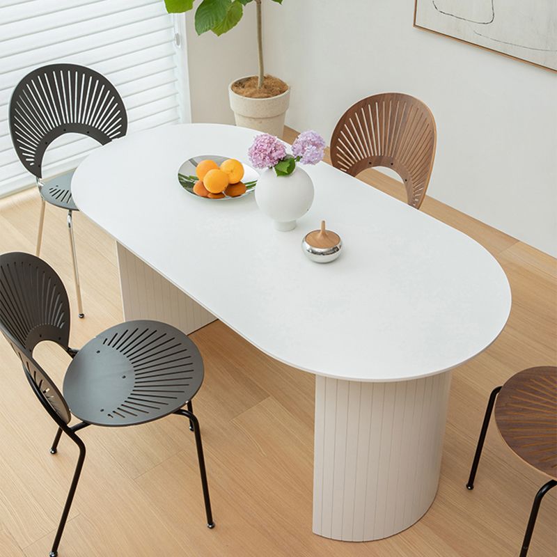 Modern Solid Wood Table for Restaurant Oval Kitchen Table with Double Pedestal