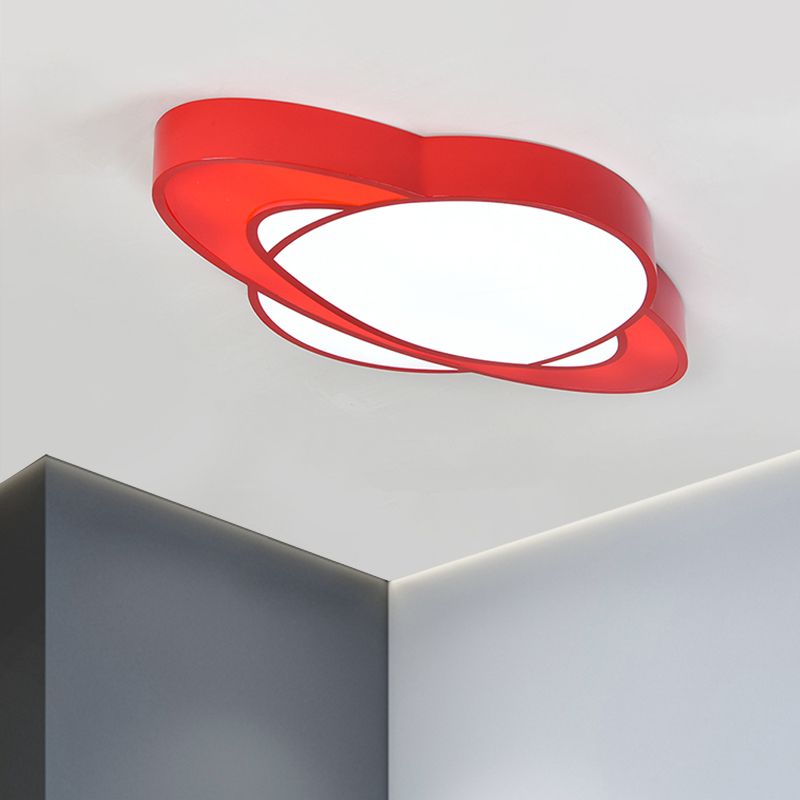 Acrylic Planet Flush Mount Lighting Fixture Children Style Red/Yellow/Green LED Close to Ceiling Lamp