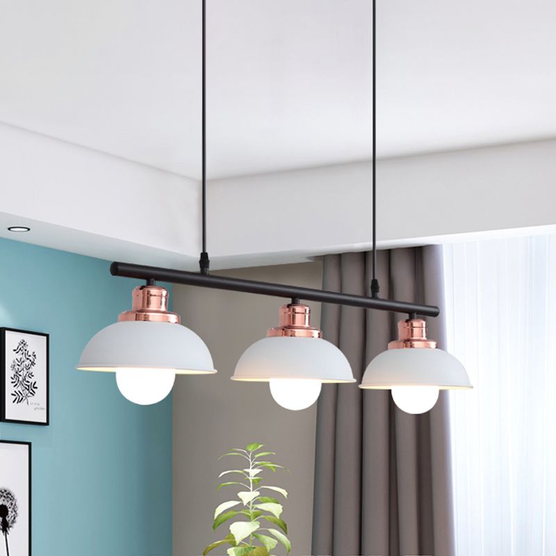 Cucina cucina isola lampada metallizzata a 3 luci in stile industriale Isola appesa Luce in nero/bianco