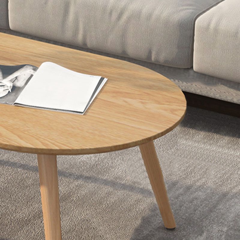 4 Legs Coffee Table Geometric Wood Cocktail Table in White and Natural