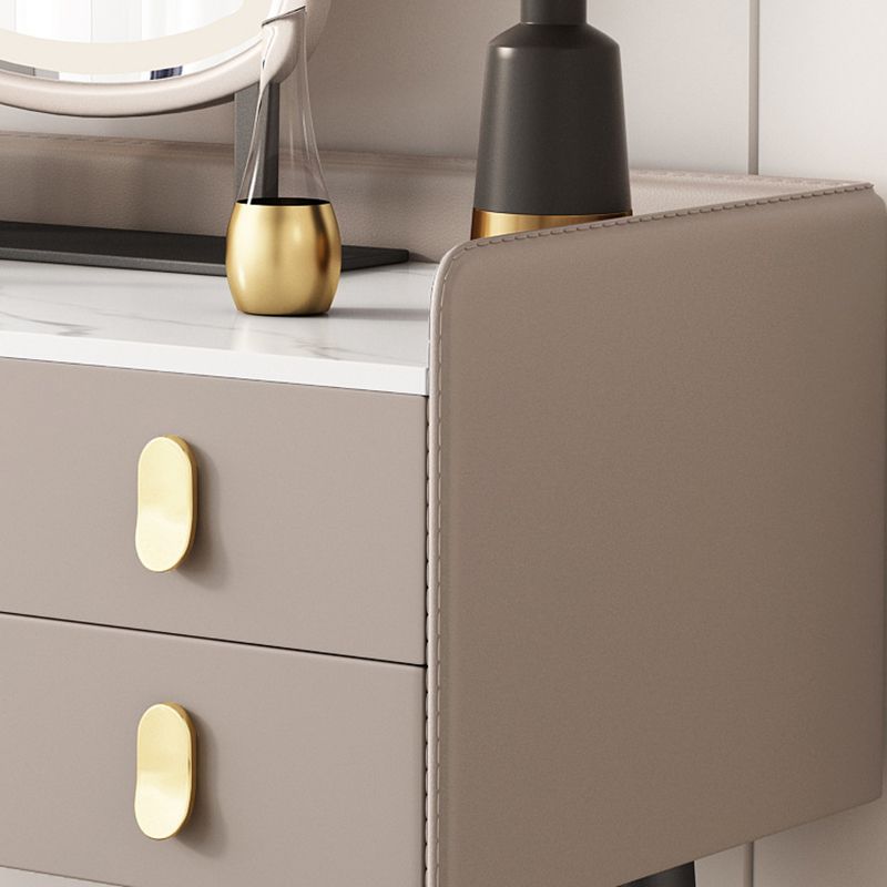 3 Drawers Makeup Table Desk Vanity Faux Leather Vanity Table