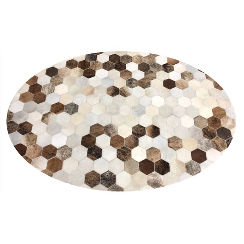 Minimalist Indoor Rug Geometry Pattern Rug Cowhide Stain Resistant Area Rug for Living Room