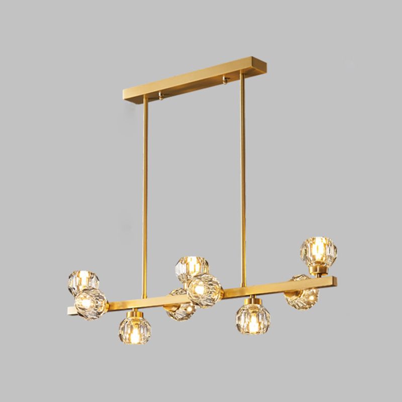 Post-Modern Hanging Light Crystal Island Light Fixture with Shade for Dining Room