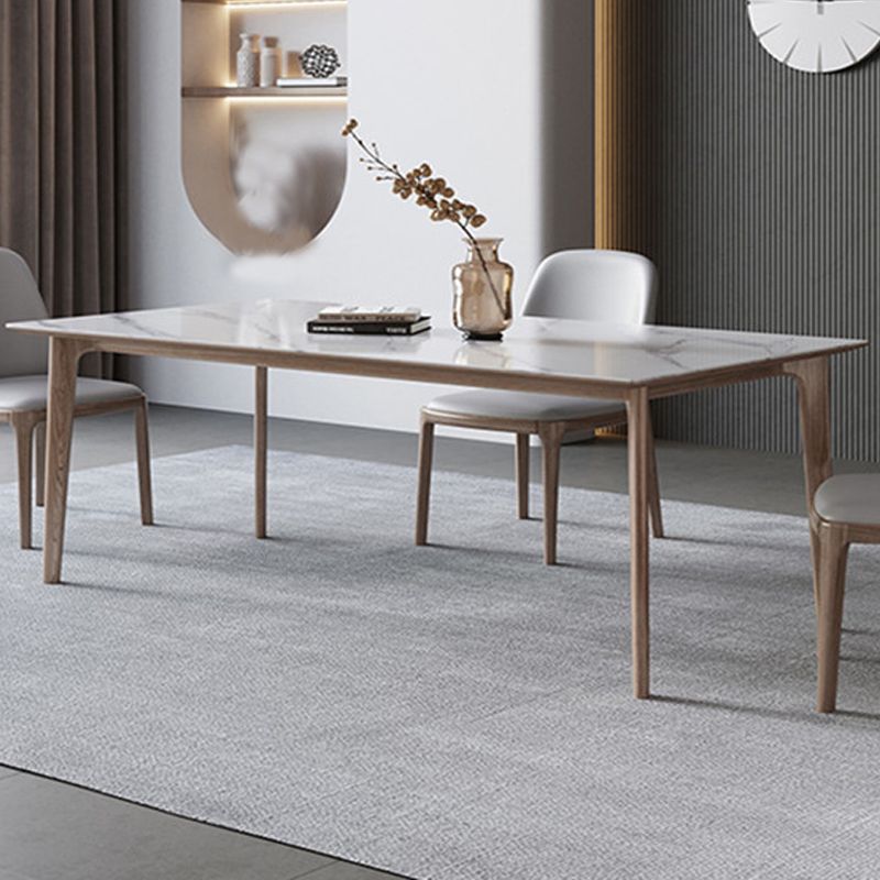 Rectangle Table Medieval Modern Sintered Stone Dining Table with Wooden Base
