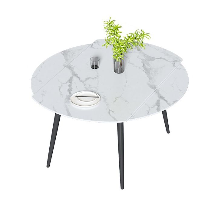 Standard Sintered Stone Top Dining Room Set with 4 Black Metallic Legs for Dining Furniture