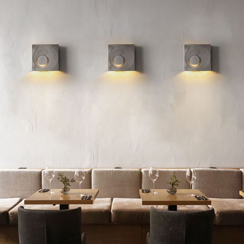 Modern Style Cement Wall Sconce Square Shape Wall Light for Living Room