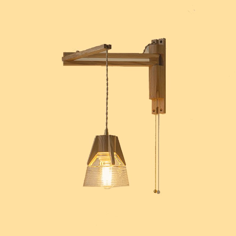 Log Color 1-Light Wall Lamp in Modern Creative Style Wooden Geometric Wall Light