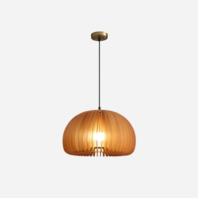 Pumpkin Ceiling Pendant Lamp Nordic Style Wood Dinning Room Suspension Pendant in Beige
