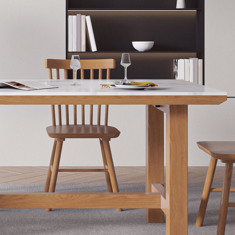 White Stone Top Table Set with Wooden Frame 1/2/5 Pieces Modern Dinette Set