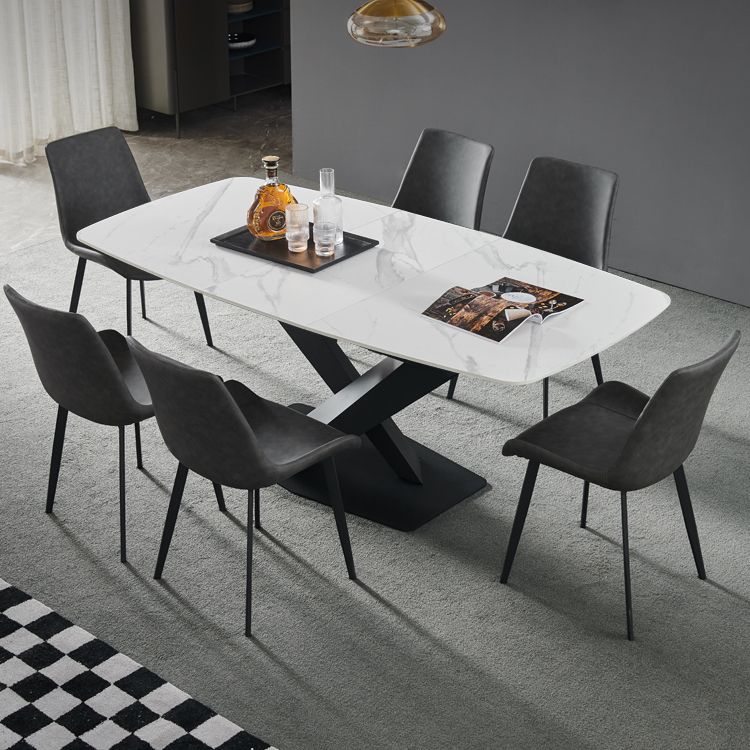 Mesa de comedor rectangular colección de comedor de piedra contemporánea con pedestal