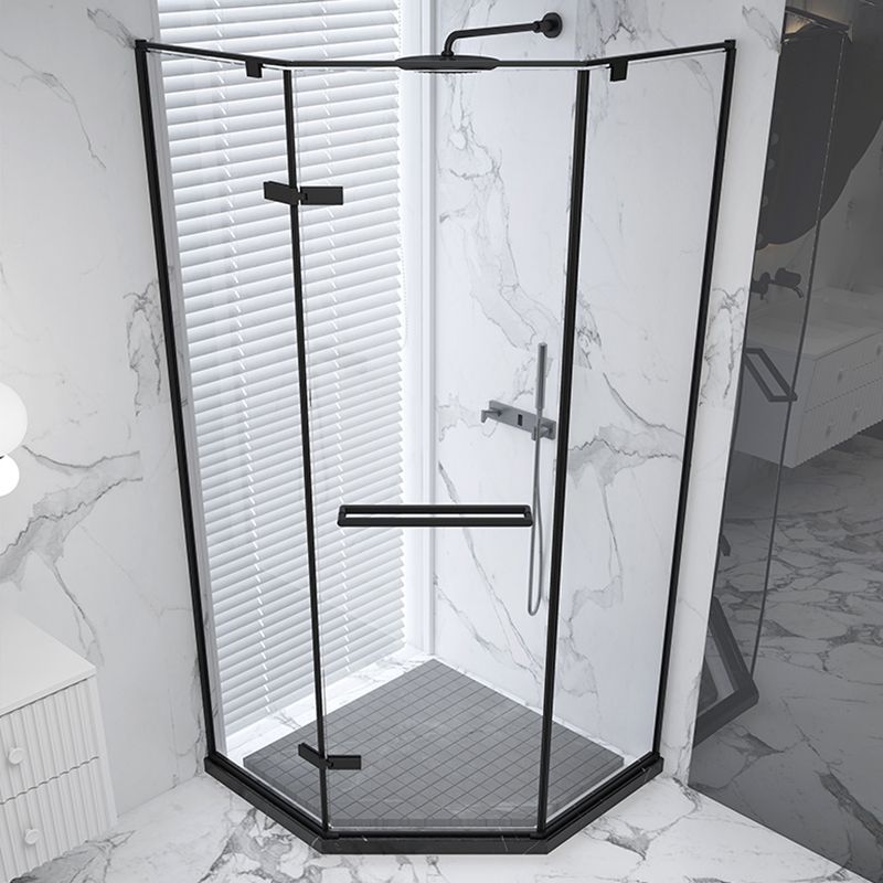 Black Neo-Angle Shower Enclosure Semi Frameless Door Hinged Shower Room