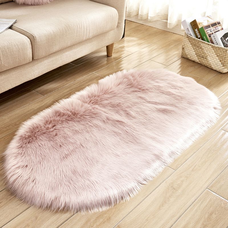 Minimalist Area Rug Simple Plain Carpet Polyester Living Room Shag Rug with Non-Slip Backing