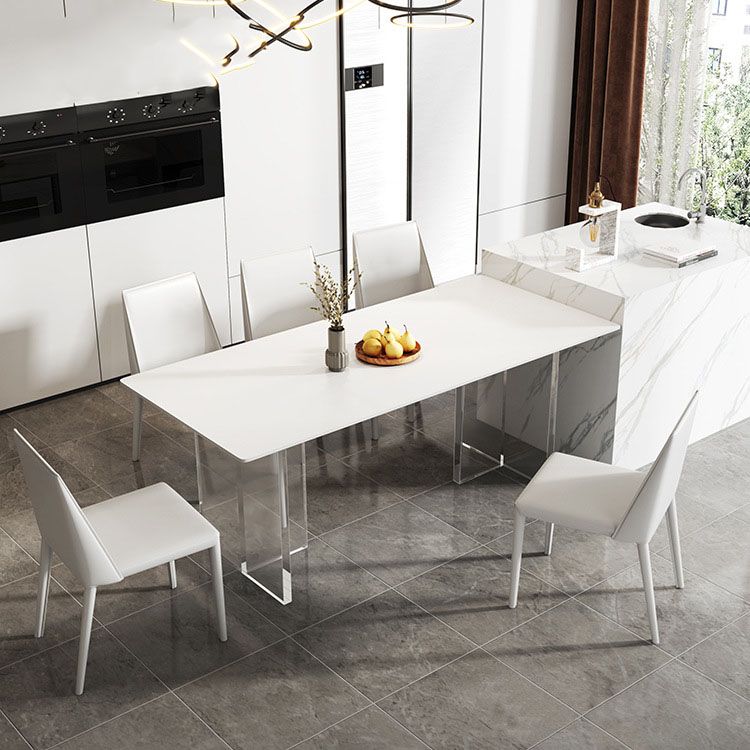 Glam Dinette Set with Solid Back Chairs 1/2/4/6/7/8 Pieces Glossy White Dining Table Set