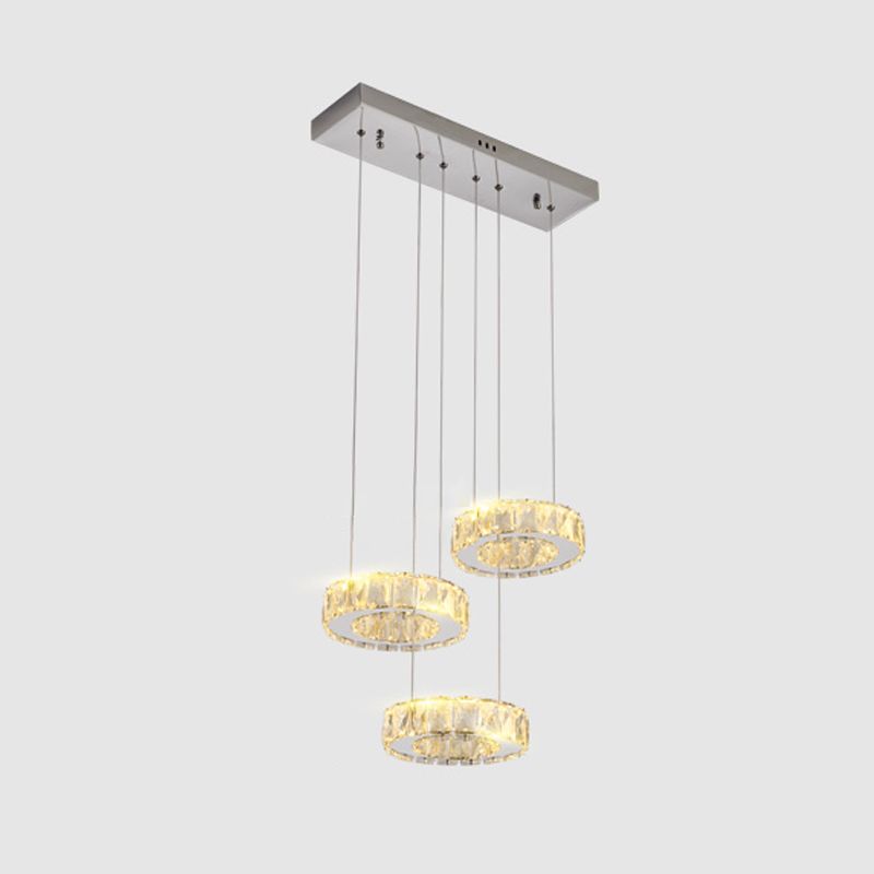 Crystal Circle Hanging Light Contemporary Kitchen Island Lighting for Dining Room