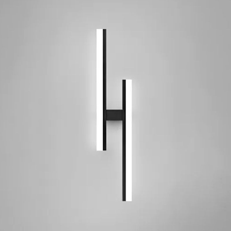 Forma lineal Luz de pared de metal Estilo moderno 2 luces Luz de montaje de pared Luz de luz en negro