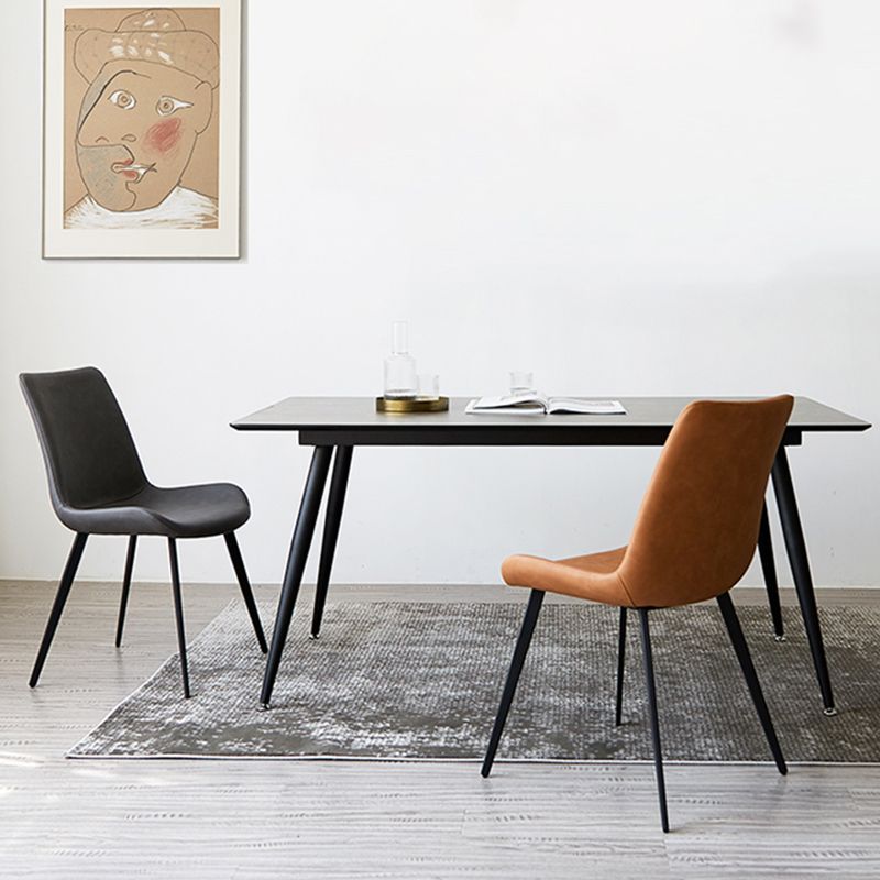 Chaise d'appoint moderne en cuir, finition mate, dossier solide (Ensemble de 2)