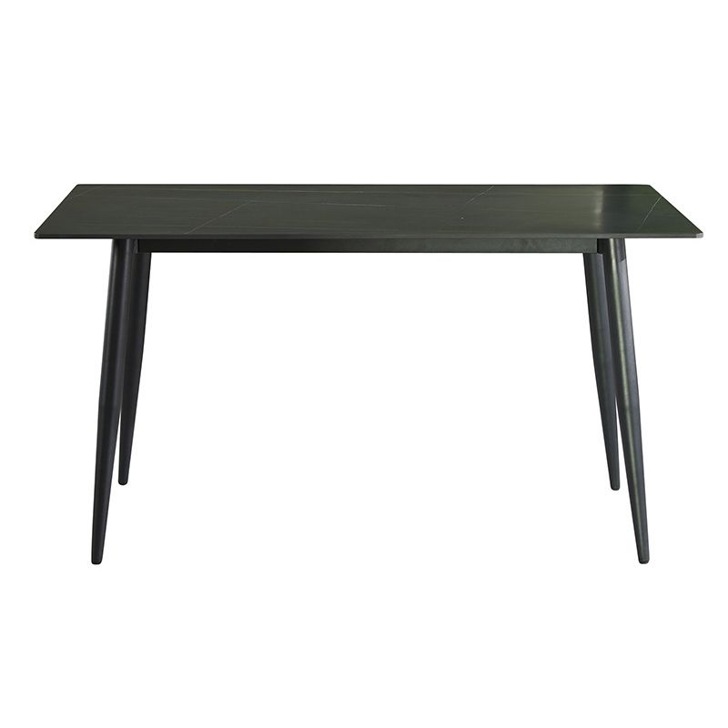 Rectangle Luxury Dining Table Sintered Stone Top Desk with 4 Metal Legs
