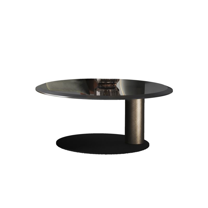 Mid-Century Modern Round Coffee Table Metal Cocktail Table in Distressed Finish
