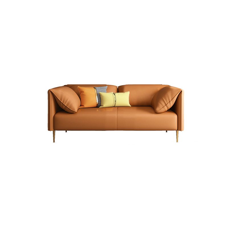 Faux Leather Modern Pillow Top Arm Sofa Standard Sofa for Living Room, Apartment