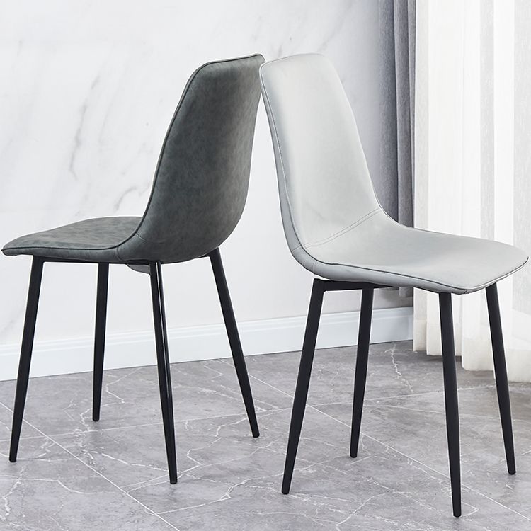 Chaises de salle à manger contemporaines en métal sans accoudoirs en cuir PU (Ensemble de 2)