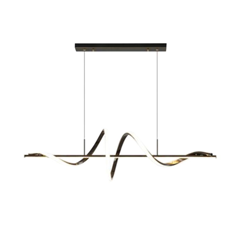 Metal Contemporary Linear Shape Pendant Light with Silicone Shade for Living Room