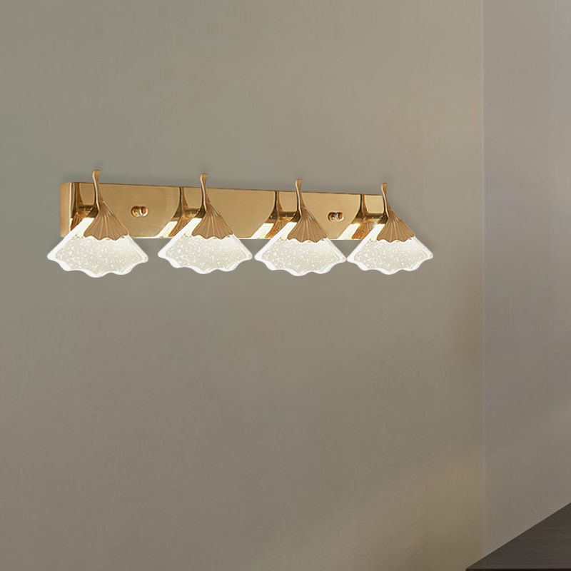 BUBBLE Crystal Gold Vanity Light Ginkgo 4 Bulbi lampada a monte modernista a parete per bagno