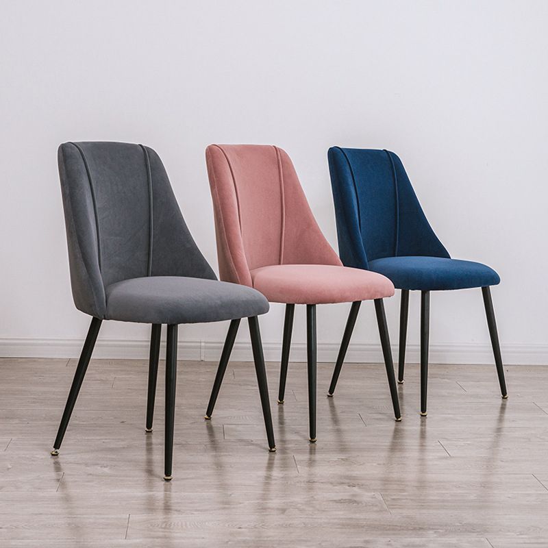 Modern Solid Back Kitchen Dining Side Chair Metal Upholstered Dining Side Chair