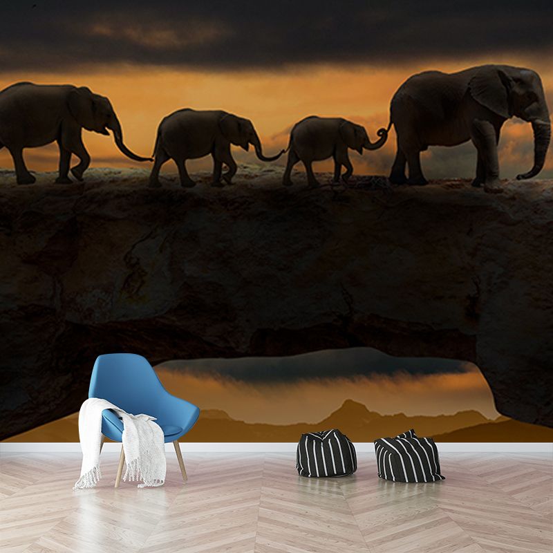 Environmental Wall Mural Wallpaper Elephants Sitting Room Wall Mural