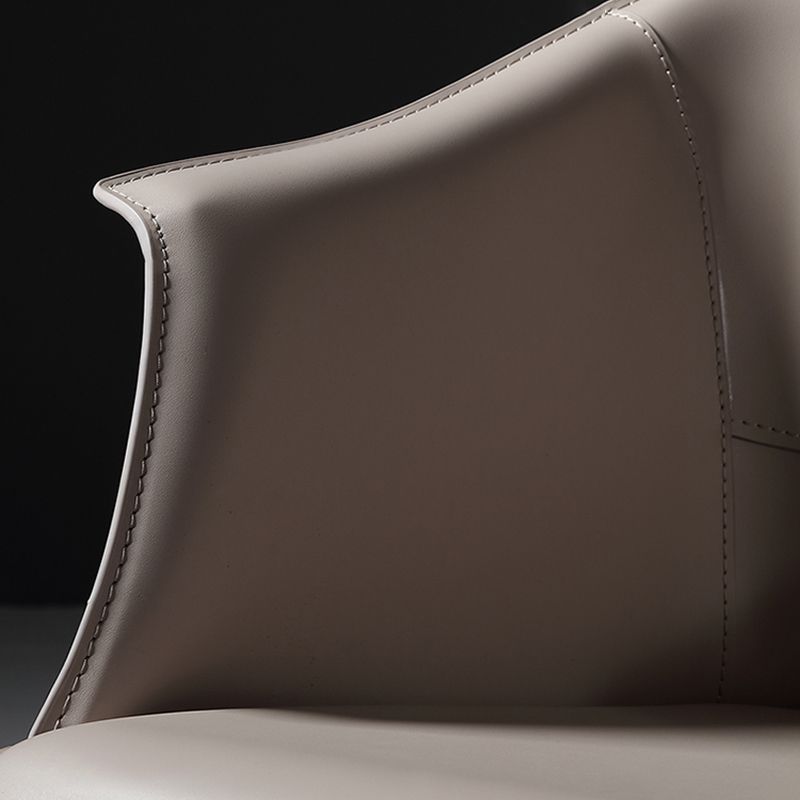 Leather Modern Home Side Chair with Arms Matte Finish Dining Chair