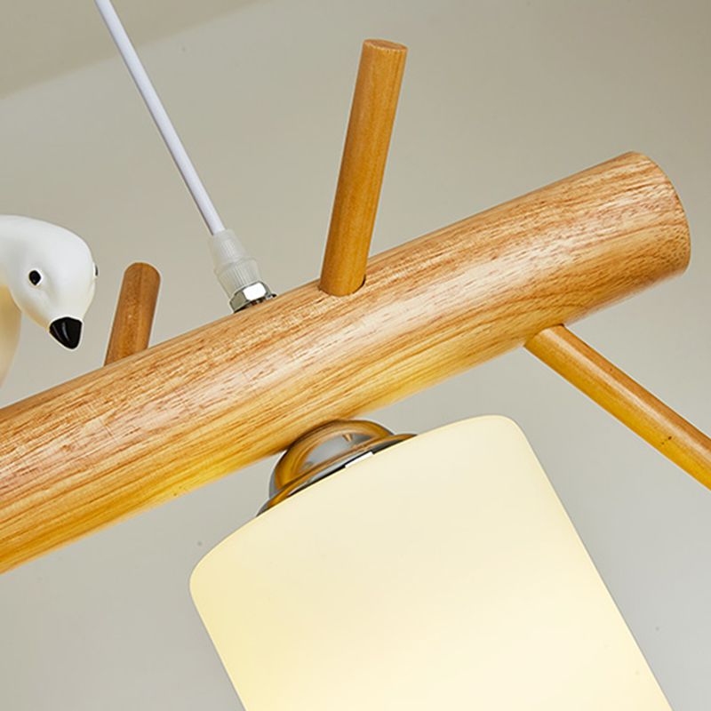 Modern Style Cylinder Shape Island Lights White Glass 3 Light Pendant Lights