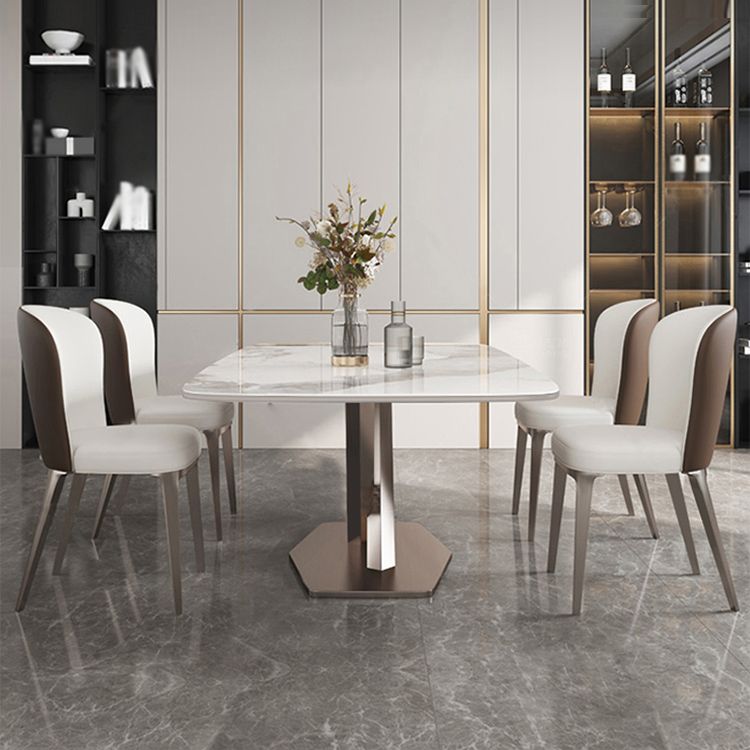 Designer Style Sintered Stone Top Dining Set 1/4/5/7 Pieces Dining Table with White Chairs