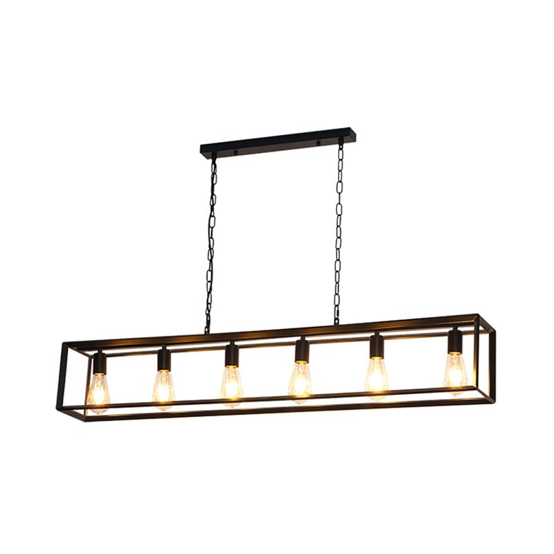 Black/Brass Rectanglengle Island Canderant Classic Metal 5/6 Bulbi Sala da pranzo Assiciare Luce a soffitto