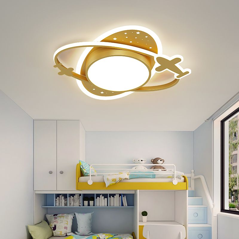 Plane Creative Flush Mount Light Modern Style Kid's Bedroom Lighting Fixture