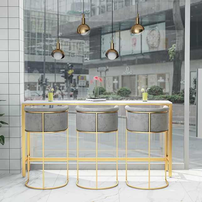 White Stone Bar Table Traditional Luxury Bar Table with Gold Base