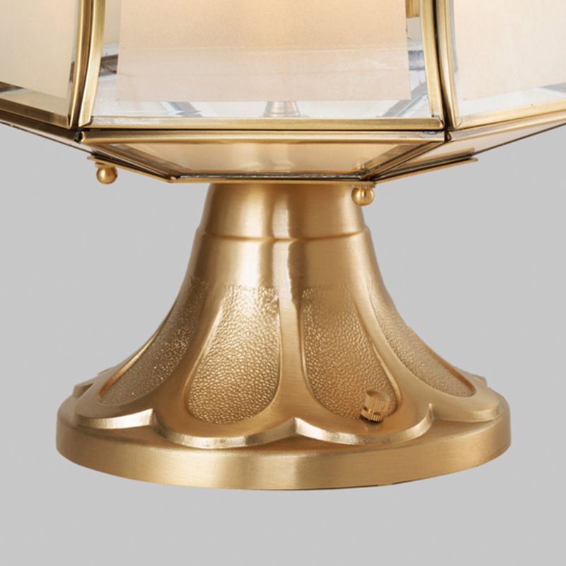 Modern Simple Copper Outdoor Light Lantern Shape Waterproof Pillar Lamp for Outdoor