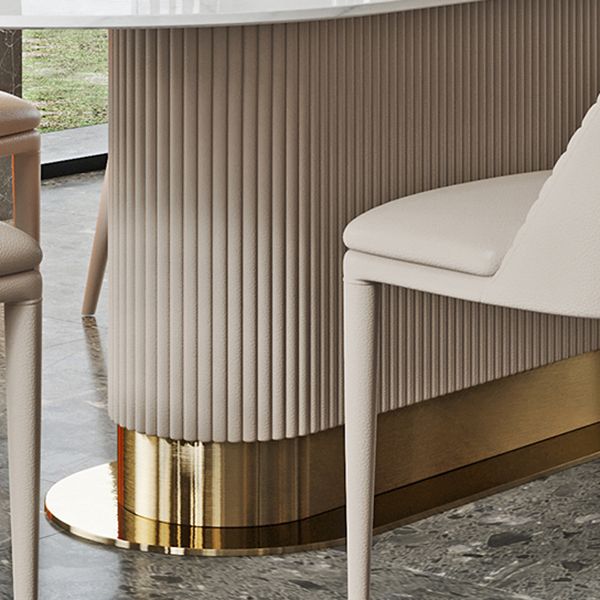 1/4/5/7 Pieces Luxury Dining Set Sintered Stone Top Dining Table with Leather Chairs