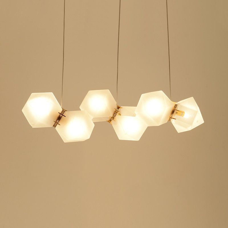 Frosted Glass Island Beleuchtung künstlerischer Esszimmer Suspension Licht in Gold