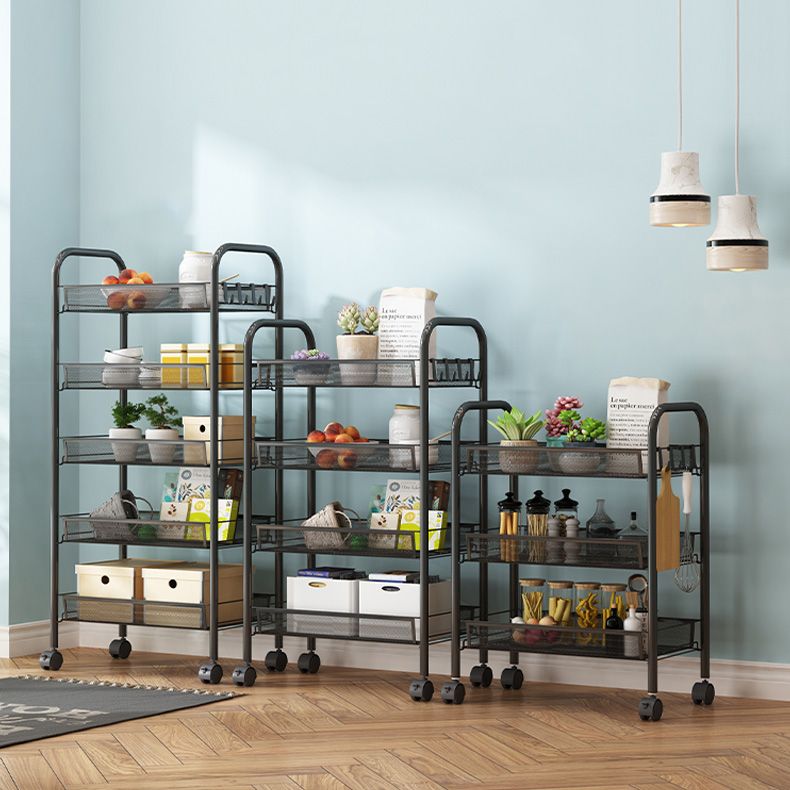 Modern Steel Etagere Bookshelf 3/4/5-Shelf Vertical Open Bookcase with Caster Wheels
