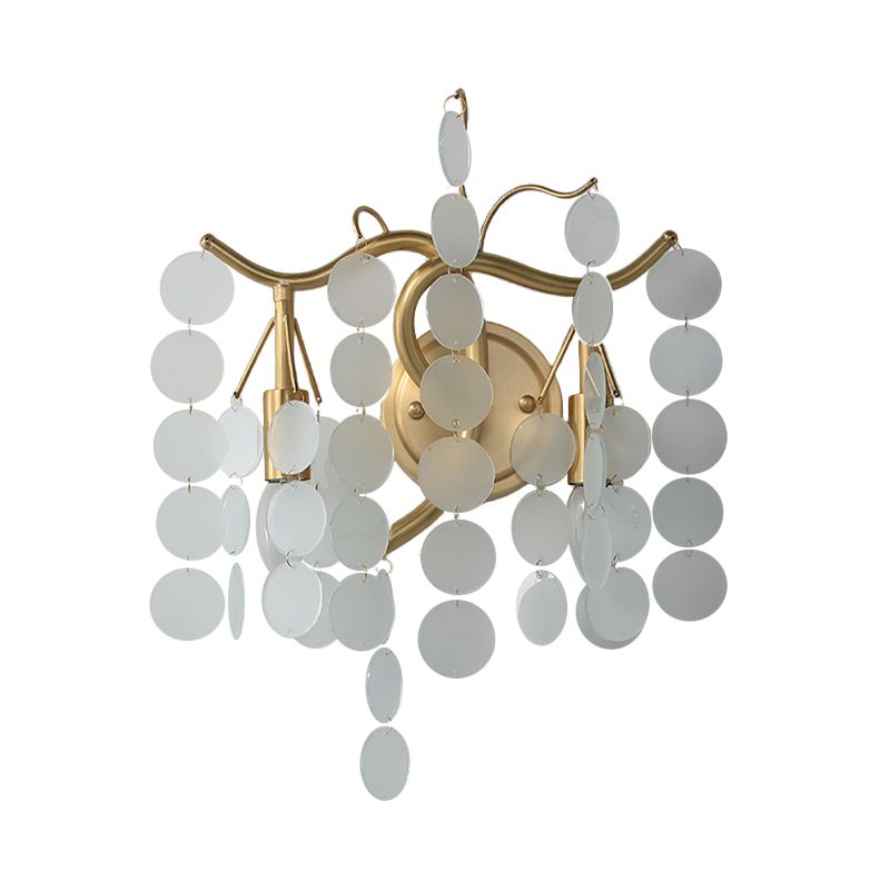 Branch Design Bedroom Wall Lighting Blue/Pink Glass 2 Lights Modern Style Wall Lamp with Open Bulb