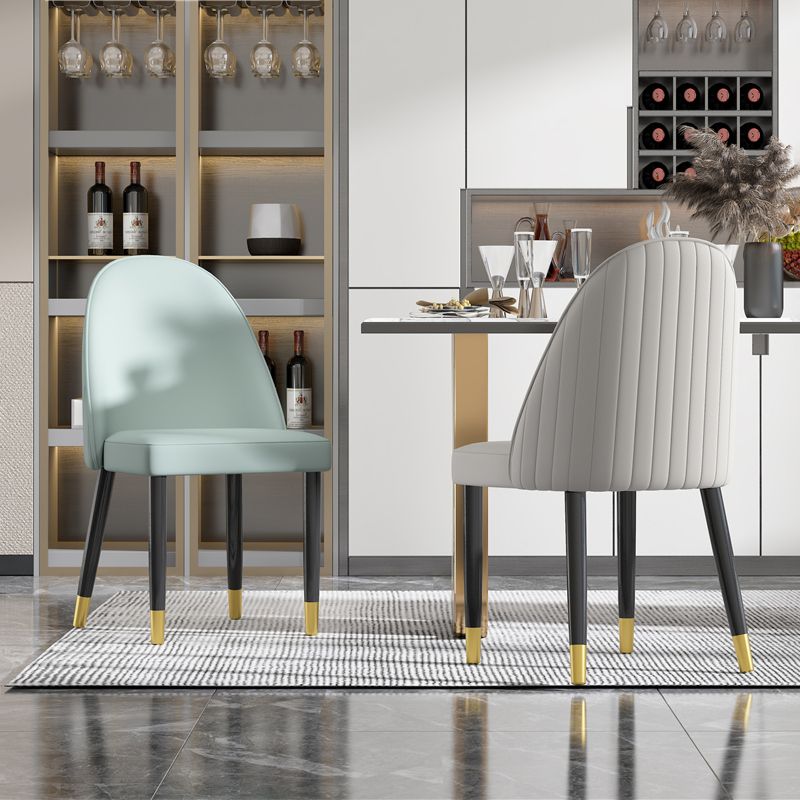 Silla de comedor de estilo escandinavo, silla Parsons acolchada sin brazos de madera (juego de 2)