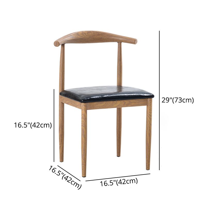 Modern Style Kitchen Leather Dining Chair Ladder Back Side Chair of 16" Wide with Metallic Base